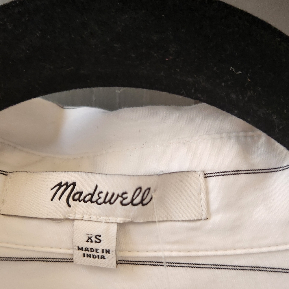 Madewell Pinstripe Bubble Hem Mini Shirtdress - Picture 3 of 11